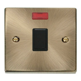 Antique Brass 1 Gang 20A DP Switch With Neon - Black Trim - SE Home