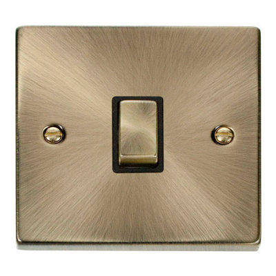 Antique Brass 1 Gang 20A Ingot DP Switch - Black Trim - SE Home