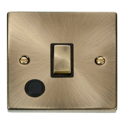 Antique Brass 1 Gang 20A Ingot DP Switch With Flex - Black Trim - SE Home