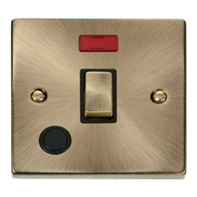 Antique Brass 1 Gang 20A Ingot DP Switch With Flex With Neon - Black Trim - SE Home