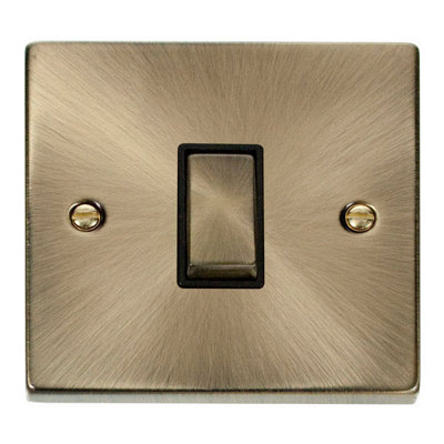 Antique Brass 10A 1 Gang 2 Way Ingot Light Switch - Black Trim - SE Home