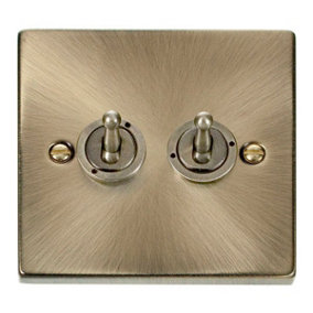 Antique Brass 2 Gang 2 Way 10AX Toggle Light Switch - SE Home
