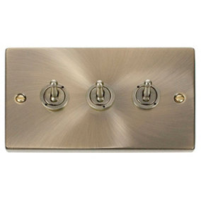Antique Brass 3 Gang 2 Way 10AX Toggle Light Switch - SE Home