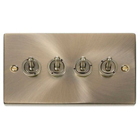 Antique Brass 4 Gang 2 Way 10AX Toggle Light Switch - SE Home