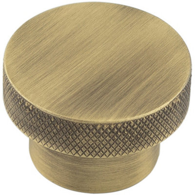 Antique Brass 40mm Diamond Knurled Cupboard Knob for Modern Interiors - Kitchen Cabinet Knob
