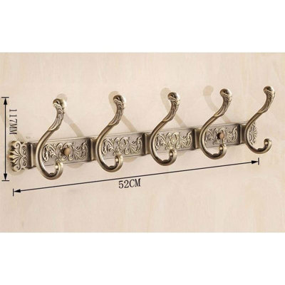 Antique Brass Bathroom 5 Hooks Dressing-Gown Towel Door Wall Mounted Hangers