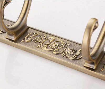 Antique Brass Bathroom 5 Hooks Dressing-Gown Towel Door Wall Mounted Hangers - 7