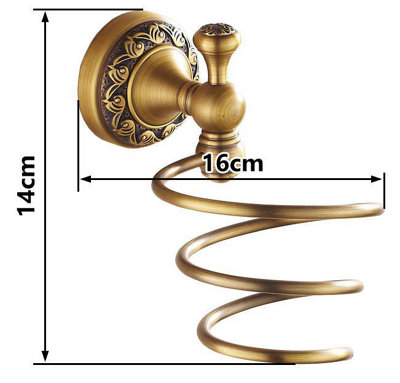 Antique Brass Bathroom Hairdryer Holder Wall Mounted Hair Dryer Hanger