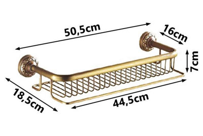 Buy Antique Brass Bathroom Single-Tier Shower Shelf Storage Rack Wall ...