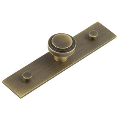 Antique Brass Cupboard Knob with Stepped Backplate - 30mm & 40mm Sizes - Kitchen Cabinet Knob
