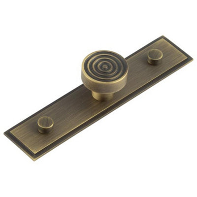 Antique Brass Cupboard Knob with Stepped Backplate - 30mm - Kitchen Cabinet Knob