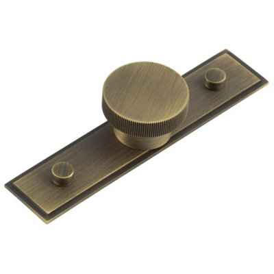 Antique Brass Cupboard Knob with Stepped Backplate - 40mm Size - Kitchen Cabinet Knob