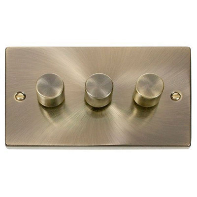 Antique Brass Dimmer Switch 3 Gang 2 Way LED 100W Trailing Edge  - SE Home