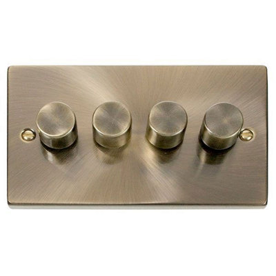 Antique Brass Dimmer Switch 4 Gang 2 Way LED 100W Trailing Edge - SE Home