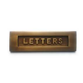 Antique Brass Letter Plate 10 X 3 Inches - Letters Embossed On Solid Brass Supplied With Fixing Bolts