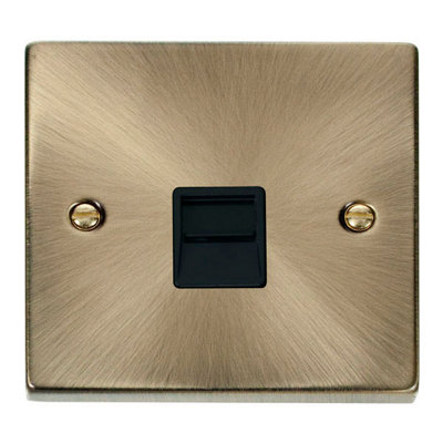 Antique Brass Master Telephone Single Socket - Black Trim - SE Home