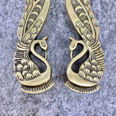 Antique Brass Pair Peacock Handles