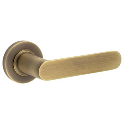 Antique Brass Plain Rose Door Handle for Stylish Homes - Solid Brass Interior Handle