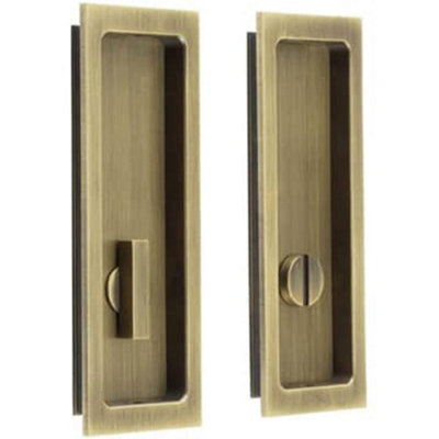 Antique Brass Rectangular Turn & Release Privacy Lock for Doors - Door Handle