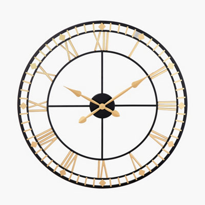 Antique Bronze and Gold Metal Round Wall Clock Large