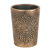 Antique Bronze Effect Terracotta Plant Pot - Green Man
