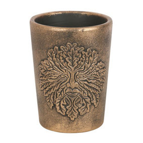 Antique Bronze Effect Terracotta Plant Pot - Green Man