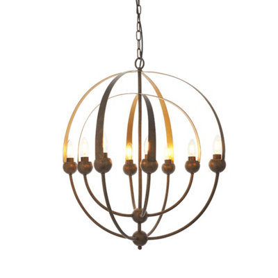 Antique Bronze & Matt Gold Ceiling Pendant Light - 8 Bulb Hanging Lamp Fitting