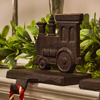 Antique Brown 4 Section Train Christmas Stocking Holder Set - 4