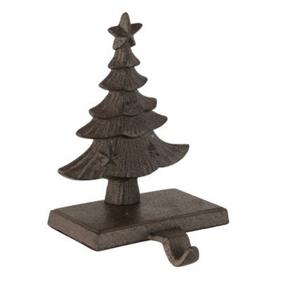Antique Brown Christmas Tree Decorative Fireplace Stocking Holder Christmas Stocking Holder