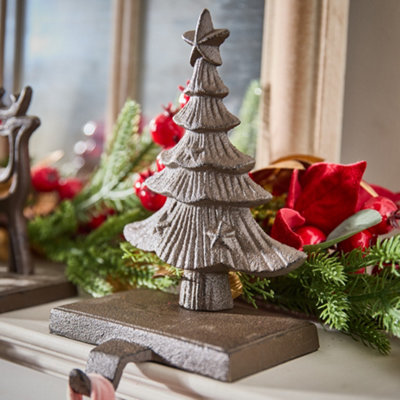 Antique Brown Christmas Tree Stocking Holder