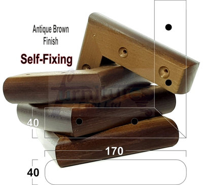 Antique Brown Wood Corner Feet 45mm High Replacement Furniture Sofa Legs Self Fixing  Chairs Cabinets Beds Etc PKC321