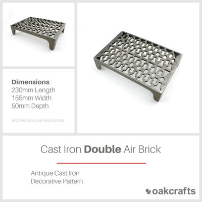 Antique Cast Iron Double Air Brick - 230mm x 155mm