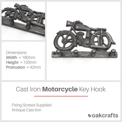 Antique Cast Iron Motorcycle Key Hook 190mm x 120mm