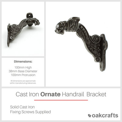 Antique Cast Iron Ornate Animal Head Handrail Bracket