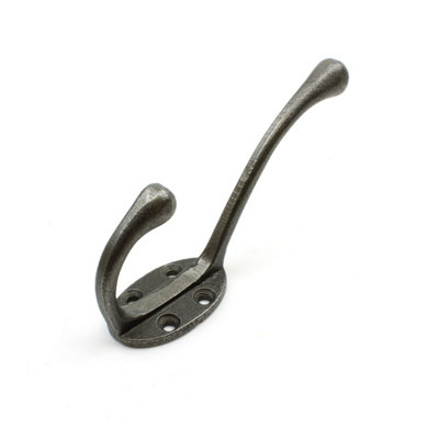 Hat & Coat Hook Victorian 4 Hole Round Stem Ant Iron 110mm - Pack of 4 Hooks