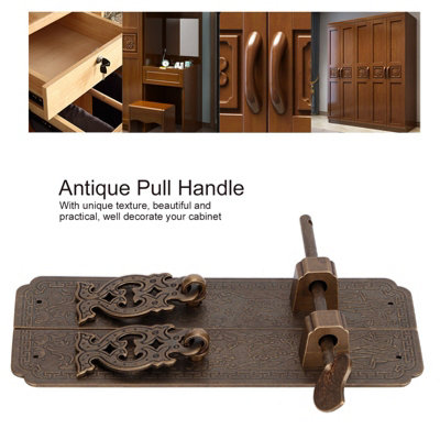 Antique Copper Chinese Style Door Handle Kit for Gates and Furniture Hardware