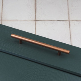 Long Curve Brushed Copper Cabinet Drawer Pulls and Closet