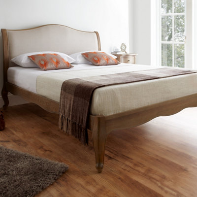 Antique French Style Amelia Rustic Oak Bed Frame - Low Foot End ...