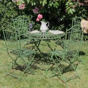 Antique Green 4 Seater Outdoor Garden Furniture Dining Table and Chair Set