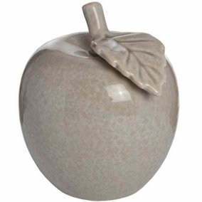 Antique Grey Small Ceramic Apple - decorative ornament - L14 x W12 x H14 cm