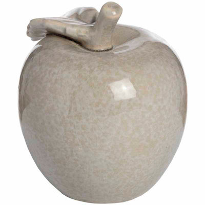 Antique Grey Small Ceramic Apple - decorative ornament - L14 x W12 x H14 cm