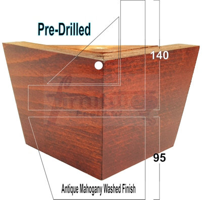 Antique Mahogant Wash Wood Corner Feet 95mm High Replacement Furniture Sofa Legs Self Fixing Chairs Cabinets Beds Etc PKC300