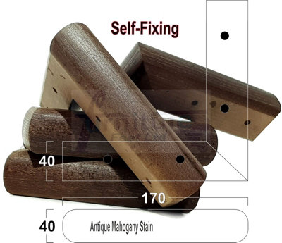 Antique Mahogany Stain Wood Corner Feet 45mm High Replacement Furniture Sofa Legs Self Fixing  Chairs Cabinets Beds Etc PKC321