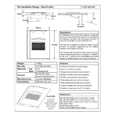 Manthorpe Non-Profile In-Line Tile Vent – For Roof Space Ventilation & Extractor Fan Ducting, Fits Flat Roof Tiles-804257
