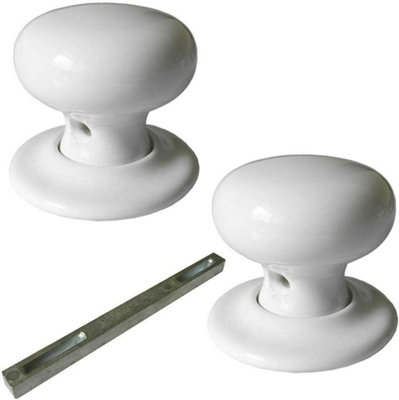 Antique Round Ceramic Door Knob - White Porcelain Handle for Kitchen Cabinets, Drawers, Cupboards, Bedroom and Bathroom