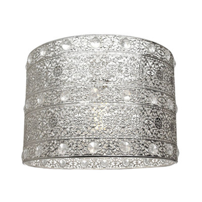 Antique Silver Acrylic Gem Moroccan Style Chandelier Pendant Light Shade Fitting