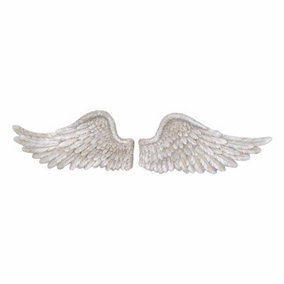 Antique Silver Horizontal Angel Wings - L7 x W60 x H27 cm