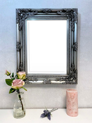 Antique Silver Wood Frame Wall Mirror