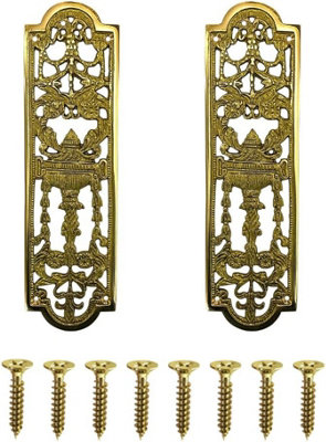 Antique Solid Brass Fancy Finger Plate 236x68mm Door Push Plates ...