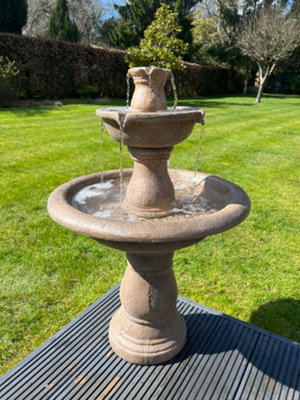 Antique Stone Effect Classic Grey 3 Tier Fountain Water Feature